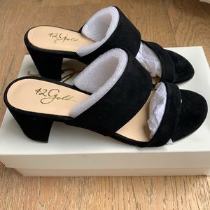 42 GOLD - Liya Slide Sandal (Black Suede)